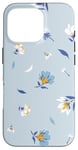 Coque pour iPhone 16 Pro Mini marguerites sur fond bleu clair