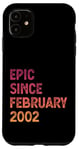 Coque pour iPhone 11 23e anniversaire homme femme épique depuis février 2002