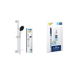 GROHE Vitalio Start 110 & QuickGlue S - Shower Set (Round 11 cm Hand Shower 2 Sprays: Rain & Jet, Anti-Limescale System, Shower Hose 1.75 m, Rail 60 cm with Tray), Extra Easy to Fit, Chrome, 26952001
