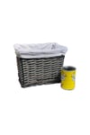 Small Wicker Willow Storage Basket With Cloth Lining 28 x 20 x 21 cm