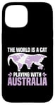 Coque pour iPhone 15 Le monde est un chat qui joue avec l'Australie World Map Traveler