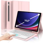 Étui Clavier Avec Touchpad Pour Samsung Galaxy Tab S9 Ultra 14.6"",Azerty Français Clavier Bluetooth Avec Pavé Tactile Pour Samsung Tab S9 Ultra 14.6"" 2023,Rose