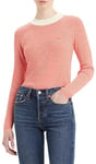 Levi's Women's Crew Rib Sweater, Vanilla Stripe Flame Scarlet, S