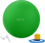 BalanceFrom Ballon d'exercice Anti-éclatement et antidérapant pour Yoga, Fitness, Accouchement avec Pompe Rapide, capacité de 900 kg (58-65 cm, L, Vert)