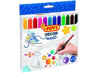 Jovi Decorative Felt-Tip Pens For Fabrics, 12 Colors (193808)