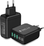 [2 Pack] Chargeur Usb C, Chargeur Usb C 55w 5 Ports Avec Charge Rapide Pd, Pr Multiport 2 Usb C + 3 Usb A, Bloc D`Alimentation Type C Pour Iphone 15/14/13/Pro, Ipad, Samsung, Pour Switch (Noir).