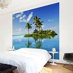 Apalis 98100 Papier peint photo non tissé Motif paradis tropical carré - Papier peint mural non tissé - Photo 3D - Pour chambre à coucher, salon, cuisine - Dimensions : 288 x 288 cm - Bleu