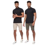 Crosshatch Short chino à coupe ajustée pour homme, short d'été confortable en coton avec poches, idéal pour l'été, la plage, le golf, la marche et l'extérieur, Kaki/beige., 32W