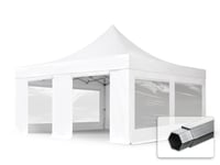 TOOLPORT 5x5m, aluminium, easy-up-pavillon, 4 sidedele, hvid - (581990)