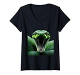 Womens Green Anaconda Shirt Gothic Snake Venomous Serpent Reptile V-Neck T-Shirt