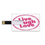 32GB USB Flash Thumb Drives Live Laugh Love Decor Bank Credit Card Shape Business Key U Disk Memory Stick Storage Motivational Lifestyle Stamp Cute Grunge Retro Art Illustration,Hot Pink White Person