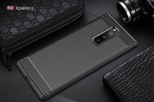 For Sony Xperia 1 Case Carbon Fibre Gel Cover Ultra Slim Shockproof