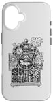 Coque pour iPhone 16 Horloge de course à pied en hickory style steampunk, souris