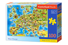 Castorland Puzzle 100 Karta Över Europa Castor