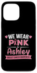 Coque pour iPhone 13 Pro Max Ruban rose « We wear Pink » pour Ashley, soutien contre le cancer du sein