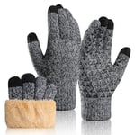 HAPPY FINDING Gants Hiver Homme Femme Gants tricotés tactiles Chaud Laine Doublure Chauffants Conduite Running Moufles