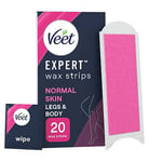 Veet Expert Wax Strips Legs & Body Normal Hair Removal - 20s