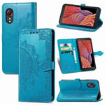 Coque pour Samsung Galaxy Xcover 5/5s Étui de Protection à Clapet Pochette Bleu