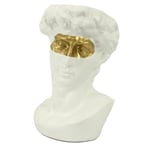 Vacchetti Porte-Pot en résine Buste Blanc Or 17 x 15 h 24 cm