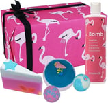 Bomb Cosmetics Lets Flamingle Flamingo 5 Piece Bath Body & Shower Gift Pack 500g