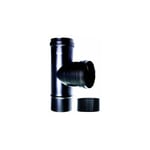 Raccord chaudiere a t 90 fm-f dn 100 mm emaille 600 degres poele a pellets tube noir ce Made in Italy