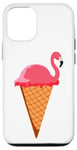 Coque pour iPhone 12/12 Pro Glace Gaufrier Boule de glace Flamant rose