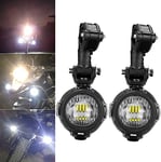 MARCHFA LED Feux Additionnels Moto Phare Antibrouillard 40 W 3000LM 6000 K Lumière DRL pour Moto (2 pcs Lumière + Support de Montage)