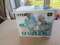 10 x TDK DVD+R 4.7Gb 120 MIN Recordable Discs - New + Sealed In Jewel Cases