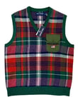 Polo Sport Ralph Lauren Tartan Plaid Wool V Neck Jumper Vest Size Small