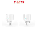 Prise intelligente WiFi avec surveillance de l'alimentation,fonction de synchronisation,commande vocale,Alexa,Google Home,Alice,UE,20A - Type 2pcs