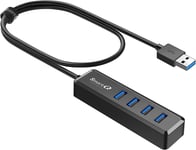 H302S Hub Usb 3.0 Pour Ordinateur Portable Avec Câble De 0,6 M De Long,Extenseur Multi-Ports,Transfert De Données Rapide,Répartiteur Usb Compatible Avec Windows Pc,Mac,Imprimante,Disque