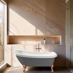 Bathlife Ideal Badekar med løveføtter 153x67 cm, Akryl, Messing - 401410017