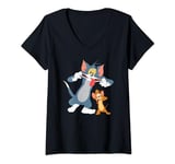 Womens Tom & Jerry Funny Faces V-Neck T-Shirt