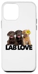 Coque pour iPhone 12 mini Lab Love Labrador retriever chocolat noir jaune chien chiot