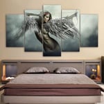 Baoyu Xiaoyao 5 Canvas painting Wooden frame, Fantasy angel wings sexy girl nude, Canvas Painting Wall Art 5 Pieces Hd Office Poster Pictures Paint Bedroom Wall Art Living Room Modular Pictures Hd Pri