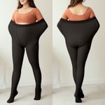 Plus Size Vinter Strumpbyxor Damer Thermal Genomskinlig Strumpbyxor Kvinna Varma Leggings Fake Strumpor Fleece Tights Hudeffekt full feet pure black 240g (0-10 Celsius)