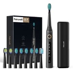 Fairywill Sonic Toothbrush Travel Waterproof with 8 Soft Brush Head & Black Case