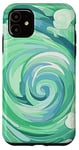 iPhone 11 Swirl Green Color Illustration Pattern Abstract Art Case