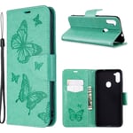 Butterfly läder Samsung Galaxy A11 / Samsung Galaxy M11 fodral - Grön