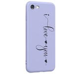 Coque violet Iphone 7 8 et SE 2020 et 2022 I love you je t'aime