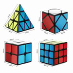 Speed Cube Set, Magic Cube Bundle 2x2 3x3 Pyramid Och Skewb Cube Set (4 Pack)