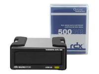 Overland-Tandberg RDX QuikStor - Lecteur de disque - cartouche RDX - SuperSpeed USB 3.0 - externe - noir - avec Cartouche 500 Go