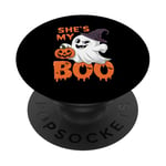 Costume d'Halloween pour couple de fantômes He's My Boo PopSockets PopGrip Interchangeable