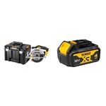 DEWALT - Scie Circulaire XR 18V - Scie Circulaire sans Fil avec Coffret TSTAK - 3700 trs/min - Lame Carbure 24 Dents 165 mm & Batterie XR 18V 4 Ah Li-Ion - DCB182-XJ - Témoin de Charge Lumineux