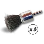 Kibros - Brosse en bout sur tige Forme pinceau Fil acier souple Diamètres variés - Quantité x 3 - ø 22 mm - acier - Souple