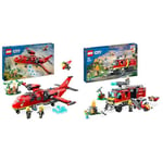 LEGO City L’Avion de Sauvetage des Pompiers, Jouet de Construction avec 3 Minifigurines de Pilote & 60374 City Le Camion d’Intervention des Pompiers, Jouet avec Drones Terrestres et Aériens