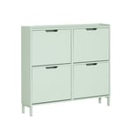 SoBuy Meuble à Chaussures Armoire Commode à 4 abattants Meuble d'entrée Coffre Rangement pour Chaussures – Vert, 100x19x90cm, FSR100-GR