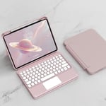 Coque Clavier Pour Ipad Air 13"" 2024 (M2), Clavier Ipad Pro 12.9"" 6ème Génération(2022)/5è/4è/3è Génération, Transparente Magnétique Vertical Cover & Azerty Clavier Sans Fil Avec Touchpad, Rose