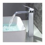 Robinet Salle de Bain Cascade Mitigeur de Lavabo Bec Haut Robinetterie de Lavabo pour Vasque Chromé Design Moderne