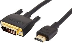 Amazon Basics Câble adaptateur HDMI-A vers DVI, Bidirectionnel 1080P, Plaqué or, 3 m, Noir
